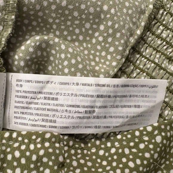 NWT Abercrombie & Fitch Green White Polka Dot Blouse Wrap Front Women Sz L - Picture 9 of 11